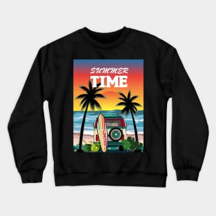 sunset surf on the beach Crewneck Sweatshirt